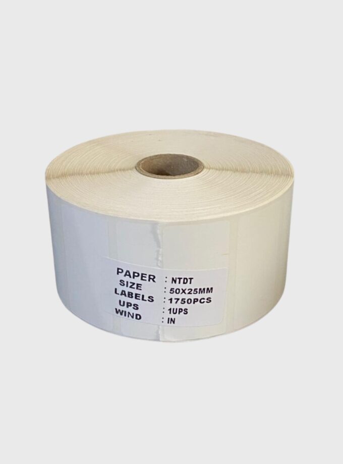 50X25 1Ups Non Tearable Direct Thermal Label Roll with 1750 Label (Pack Of 6 Roll)